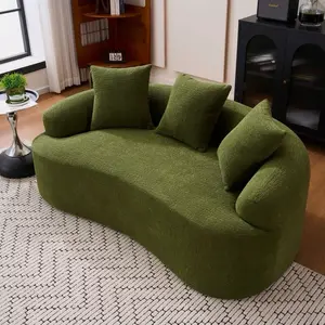 Curved Loveseat 2-Seater Chenille Sofa Couch with No Assembly for Living Room