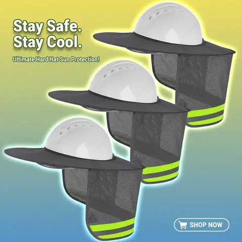 Full Brim Hard Hat Sunshade Neck Cover, Reflective Safety Equipment for Outdoor Work, Gardening & Construction Gear