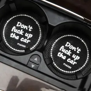 Car Cup Holder Coaster, 2 Counts/set Rhinestone Decor Car Cup Holder Pad, Universal Anti-slip Car Cup Holder Mat, Car Interior Accessories for Women & Men