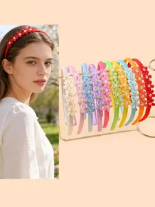 10 pieces/5 pieces embroidered small flower hairbands, fresh and sweet headbands, suitable for women and girls for vacation, travel, and outings, minimalist and stylish hair accessories, perfect for parties and gatherings