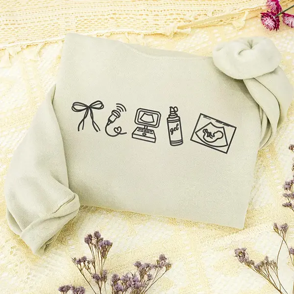 Embroidered Sonographer Sweatshirt, Ultrasound Tech Crewneck, Cute Medical Symbol Sweater, Nurse or Sonography Student Graduation Gift