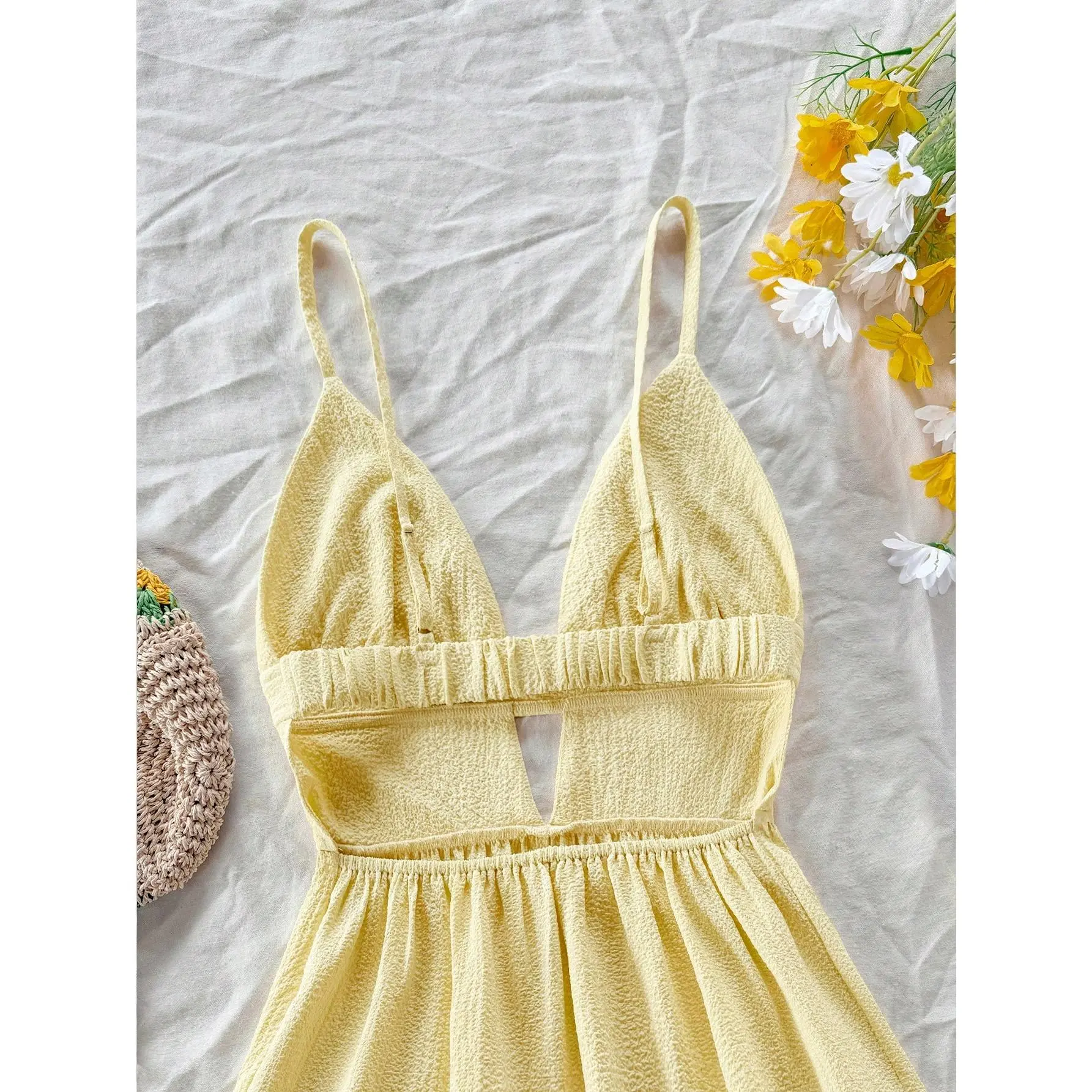 pastel yellow casual dress Brittany Chiffon Maxi Dress