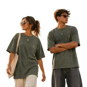 Unisex Oversized 100% Cotton T-Shirt, Vintage Washed Coffee Cup Embroidery Tee, matching bf gf Soft Breathable Casual Streetwear Top