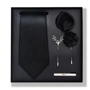 Men’s Luxury Tie Gift Set – Necktie, Pocket Square, Lapel Pins & Tie Clip (Gift Box)