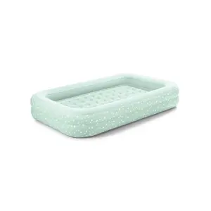 Intex Kids' 10" Toddler Travel Manual Pump Air Mattress - Light Mint Green: Inflatable Bed for Indoor/Outdoor Use
