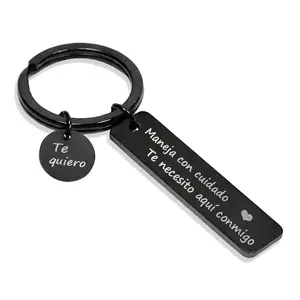 Personalized "Drive Safe" Keychain for Men Engraved Stainless Steel Key Ring Spanish Sentiment Gift for Boyfriend or Husband Meaningful Birthday & Anniversary Accessory Gift for Him
