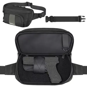 Tactical Fanny Pack with Hoslter, Waist Pack for Men Women, Large Crossbody Bag for EDC Gear, Hiking Fanny Belt Bag for Hunting, Outdoor, Cycling, Black/Green