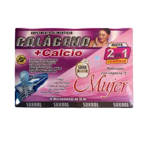 Sukrol Mujer Collageno + Calcio 2 en 1 Formula Antioxidants Fortifies Bones Prevents Arthritis 10 Microbotellas de 15 ml