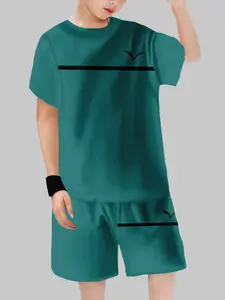 Boys' Casual Athletic Cotton Short Set, Breathable Loose Fit Shorts & Top, All-Season Wear, Comfortable Daily School