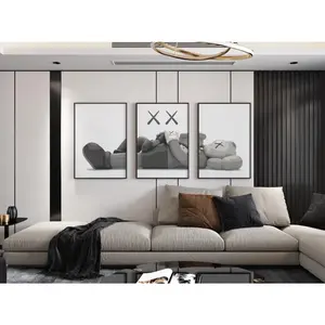 Set of 3 Family Relax Kaws Art pieces canvas wall home decor Portrait Gallery