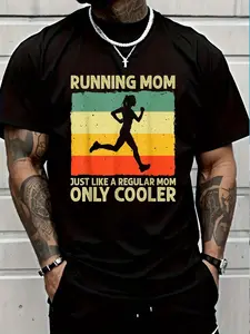 100% Cotton Funny Running For Mom Marathoner Runner Racing T-Shirt Women's Men's Graphic Tee Crew Neck summer vacation Tops