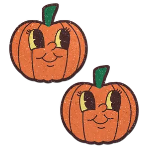 PASTEASE - Nipple Cover Pasties, Adhesive Bra, Breast Tape - Pumpkin: Cutie Pie Face Jack O' Lantern - Level Up Your Halloween Costume Accessory - Dimensions: 3” x 2.8” Diameter: 2.8 inches