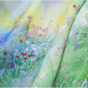 Floral Print Linen Fabric Sold by Meter, Beautiful Floral Pattern for Dresses, Indoor Decoration & Handicrafts, High-Quality Material