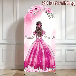 15th Birthday Princess Dress Floral Arch Backdrop Cover for Quinceanera 15th Birthday Party Bridal Shower Party Decoration Decor Background