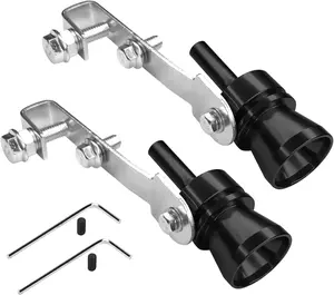 Car Turbo Whistle,2PCS Aluminum Alloy Universal Turbo Sound Exhaust Muffler Pipe Whistle for Cars, Motorcycle (XL Black)