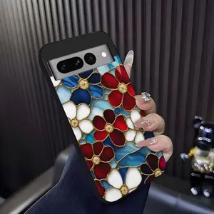 Cottagecore Aesthetic! Handcrafted stained glass floral case for Google Pixel 7 Pro, vintage art style shockproof cover — 975