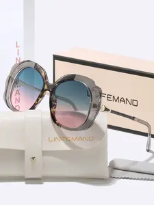 Linfemand High-End Wave Large Frame Modern Trendy Fashionable Sunglasses Uv400, Color Gradient Lenses, Woven Metal Frames, Stylish Face-Slimming Shades