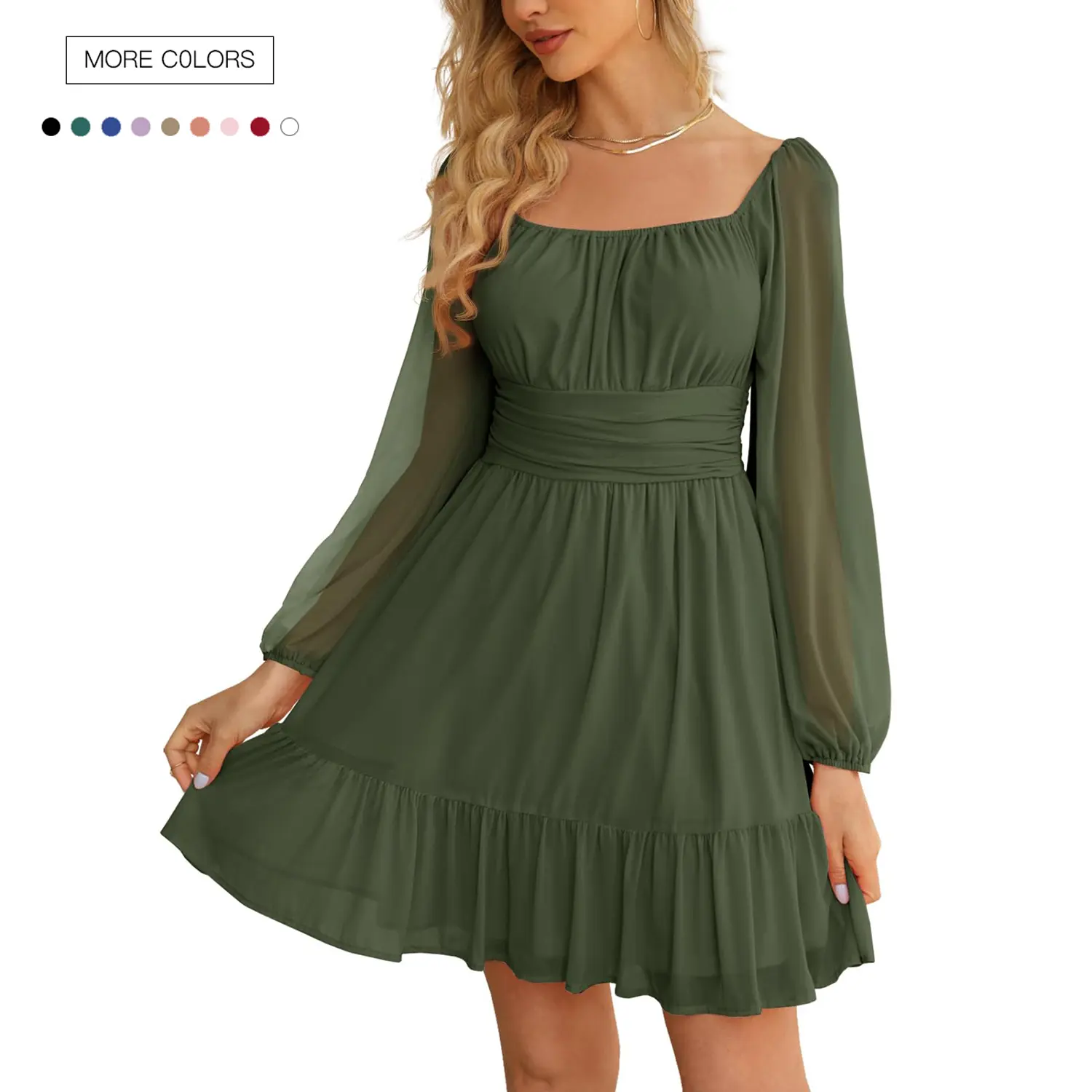 Danedvi Women's Spandex Stretchy Mesh Square Neck Longsleeve Dress - High Waist A-Line, Ruffle Hem, Flowy Short Mini, Blush Pink See-Through for Casual, Party Summer Wear, Longsleeves - TikTok Shop Danedvi Women's Spandex Stretchy Mesh Square Neck Longsleeve Dress - High Waist A-Line, Ruffle Hem, Flowy Short Mini, Blush Pink See-Through for Casual, Party Summer Wear, Longsleeves - TikTok Shop