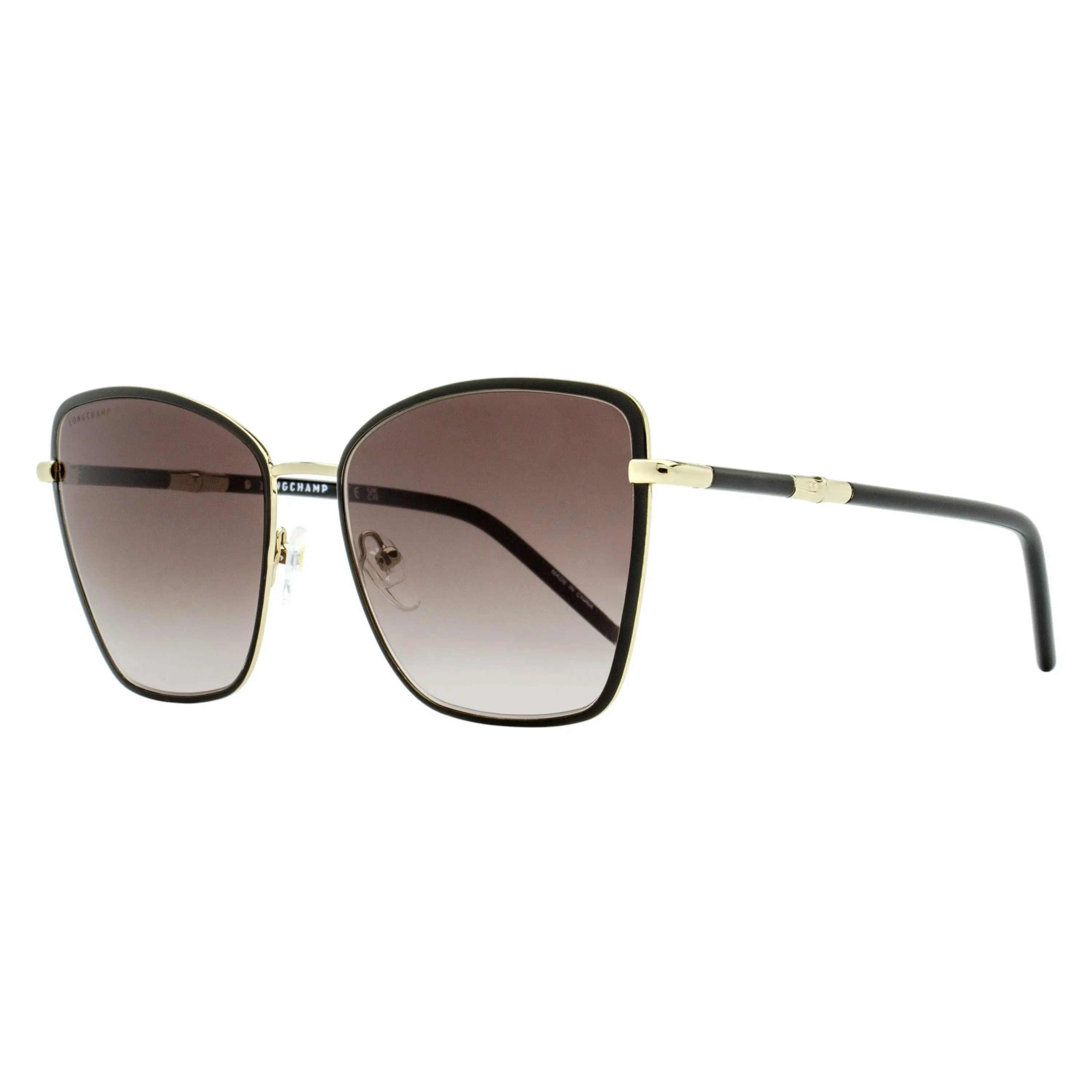 Longchamp Women's Butterfly Sunglasses, Gold Accented Metal Frame with Bamboo Detail and Enamel Rims, 100% UV Protection | LO167S Black/Gold 58mm, Gold Accented Women's Sunglasses, Luxury Women's Sunglasses
