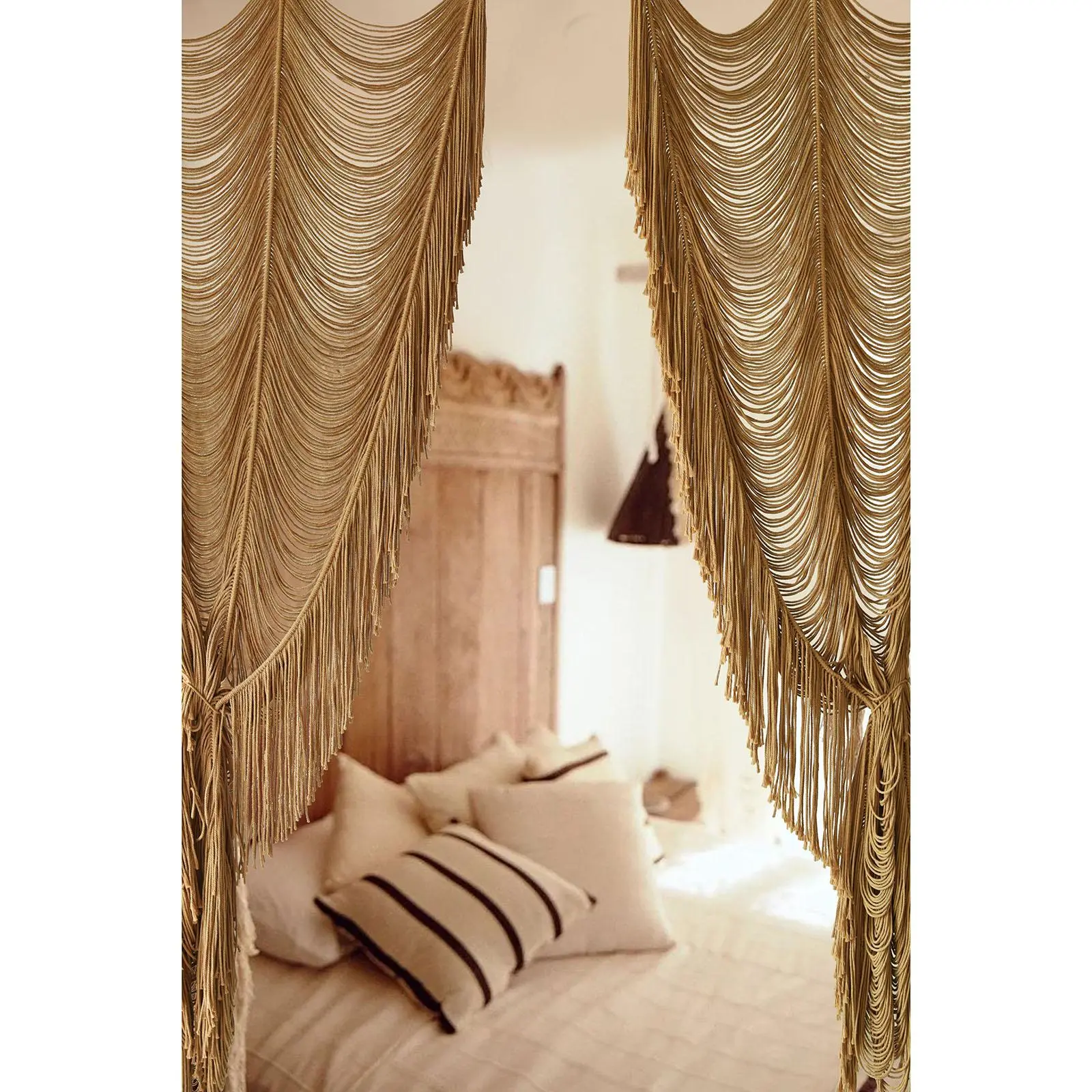 Macrame Curtain Boho Curtain Room Divider Doorway 41" W x 75" L