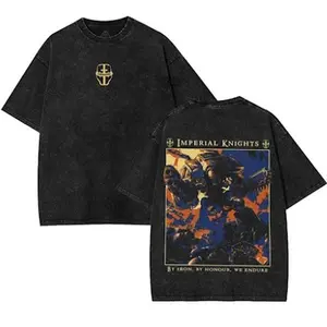 Warhammer 40K "IMPERIAL KNIGHTS" Vintage Washed Tee Retro Oversized T-Shirts Inspired by Iconic Factions and Heroes, Premium Heavy Cotton, Perfect for Wargame Fans, Sci-Fi Lovers