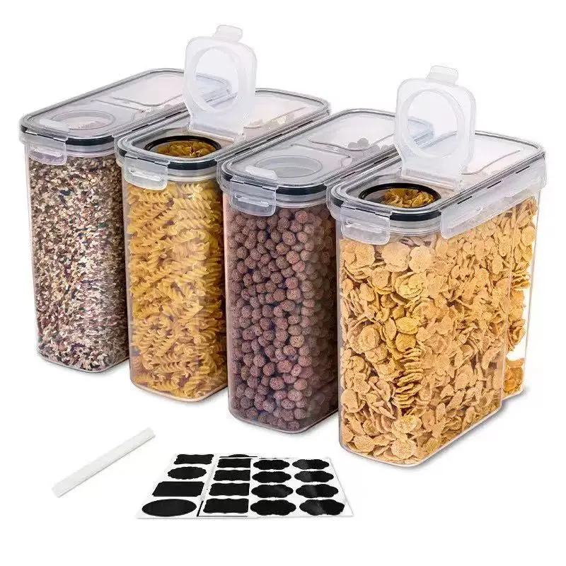 4pcs Set (4 L/ 135 Oz) Extra-Large Capacity Airtight Food Storage Containers Ideal for Bulk Food Storage Bpa-Free Plastic Containers Pantry Storage Jars Perfect for Grains, Nuts, And Rice Kitchen Organization And Storage Kitchen Additions