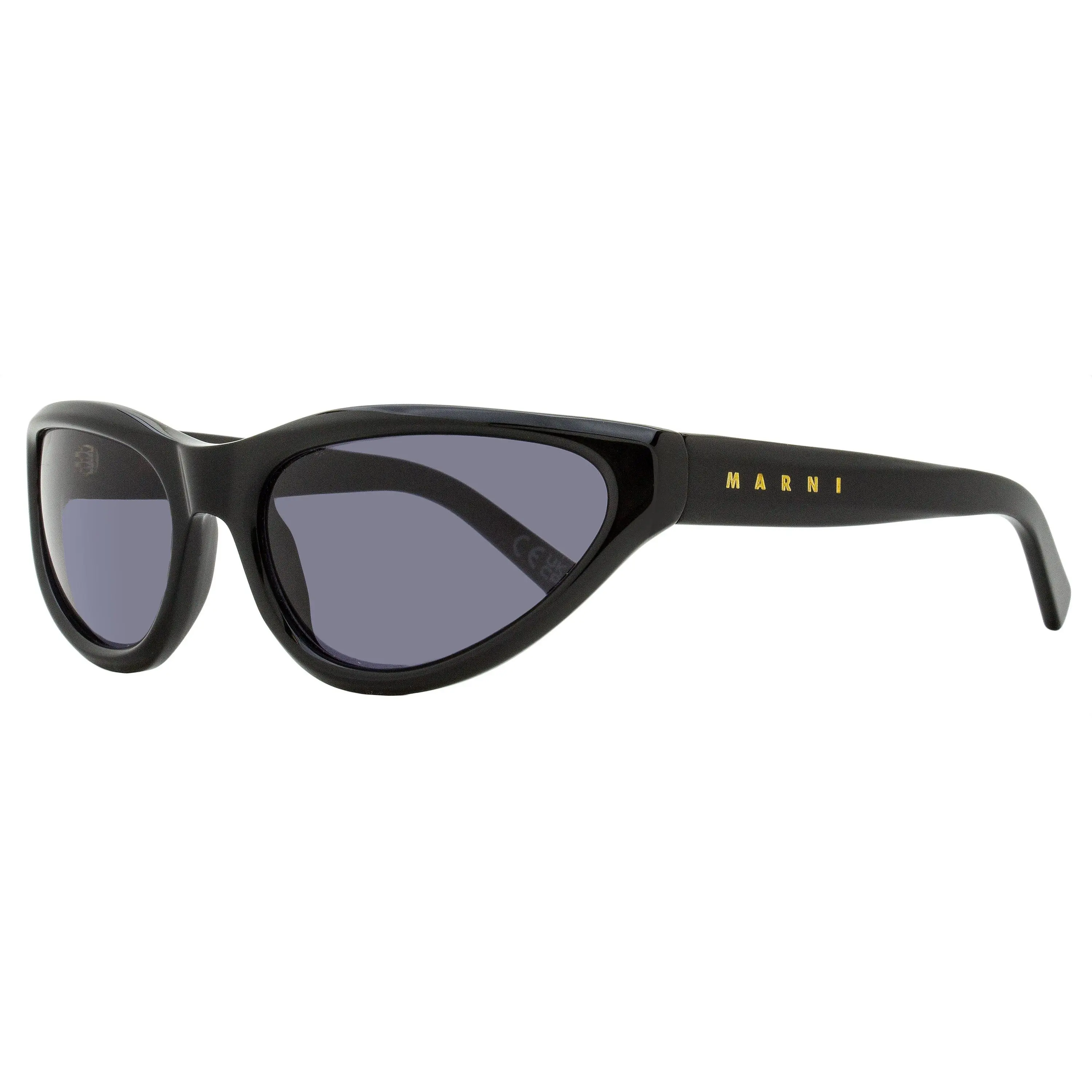 MARNI Mavericks Unisex Low Profile Rectangle Sunglasses in Acetate with Faceted Edges, Black, 60mm - Eyewear Fashion, Rectangular Sunglasses, Contemporary
