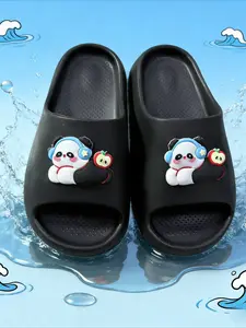 Cute and Playful Panda-Printed Casual Bath and Beach Slide Slippers for Boys and Girls—Comfortable and Breathable for Home Use