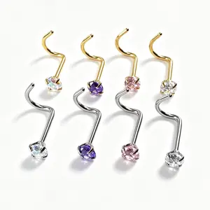8PCS 20G Titanium Nose Rings, 3mm AAAAA Diamond Body Piercing Jewelry for Fashion Costume Accessory