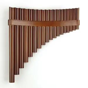 Brown 18 Pipes Bamboo Pan Flute F Key Pan Pipes Windwood Traditional Musical Instrument Panpipe