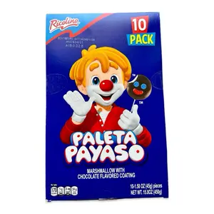 Ricolindo - Paleta Payaso (Sweet Chocolate Covered Marshmallow Confection/Candy) 10ct