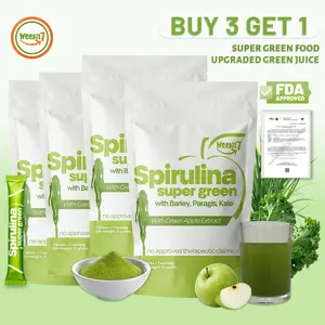 Weekit7 Spirulina Super Green - Natural Health Supplement Organic Blend with Barley Kale & Green Apple Powder for Fitness & Wellness