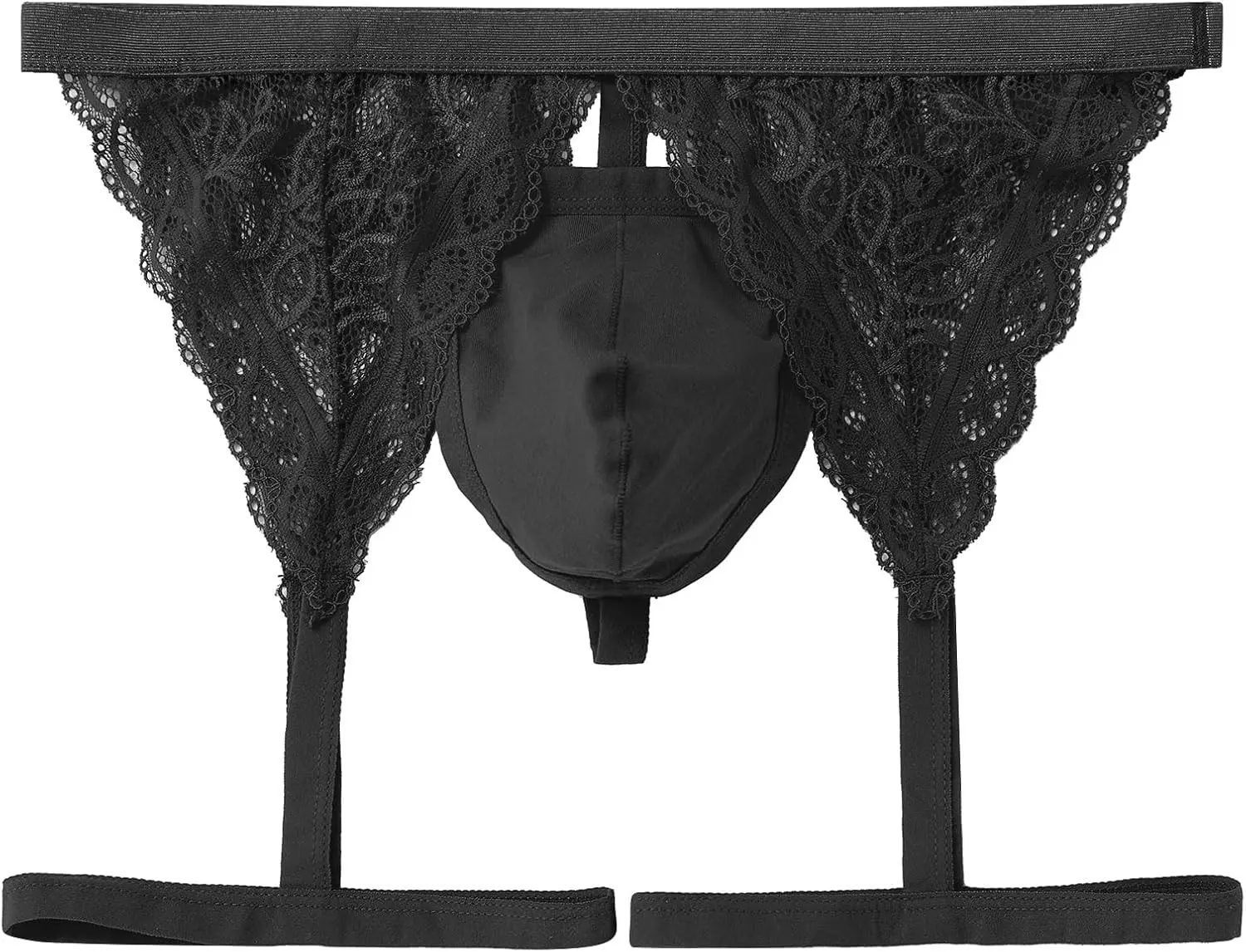 Men's Lace Garter Panties Underwear Low Waist Jockstrap Crossdressing Lingerie Underpants