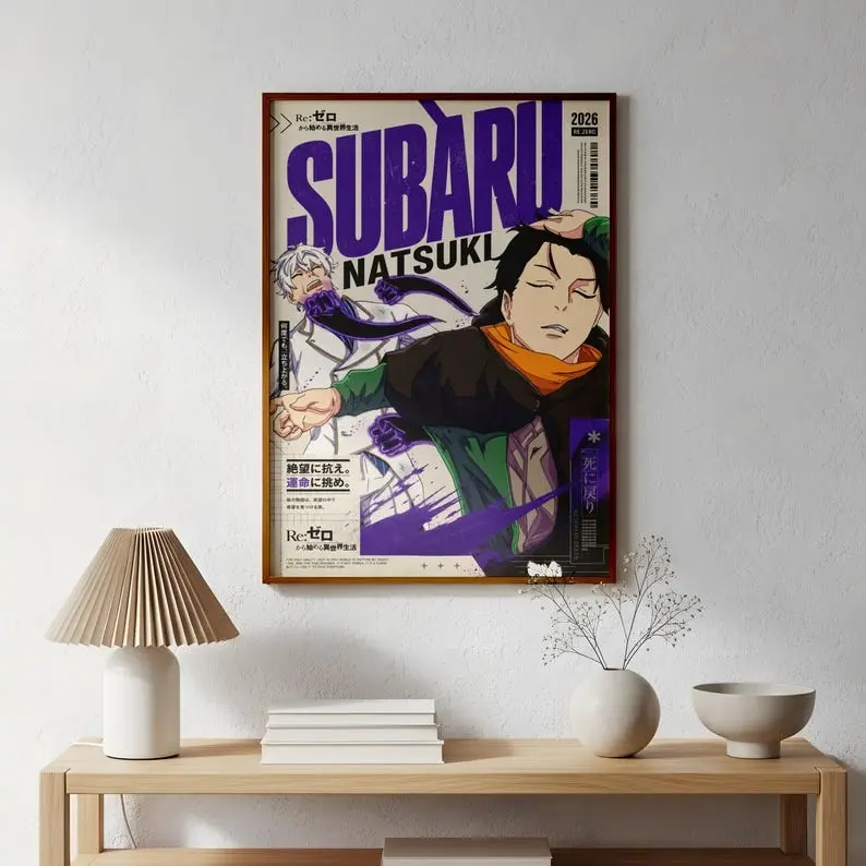 Subaru Natsuki Anime No Frame Poster, Return by Death Manga Wall Art, Isekai Otaku Room Decor Print, Gift For Fans