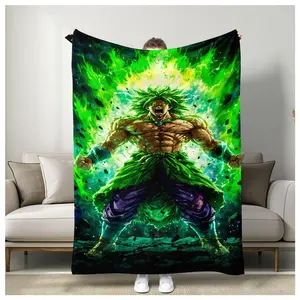 Dragon Ball Super Broly Ultra Form Battle Blanket, Dark Starry Sky & Bursting Flame, Muscle Straining Body, Precision Role Reenactment, Custom Image Blanket, Cozy Throw Blanket