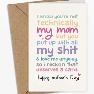 Funny Stepmom Mother's Day Card, Mother's Day Card for Bonus Mom, Mothers Day Card for Stepmom Mother in Law Aunt Godmother, Greeting Card with Envelope