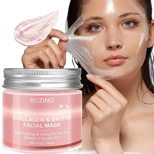 ROZINO Collagen & Biotin Peel Off Jelly Mask - Hydrating Facial Mask for Plump & Glass Skin Glow, Smooth & Tender Skincare, 1.76oz