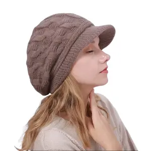 Women’s Twist Knit Wool Beret  Thickened Fleece-Lined Warm Cap for Autumn & Winter, Elegant French-Style Beanie, Soft Cozy Outdoor Accessory for Daily Wear & Cold Weather Fashion