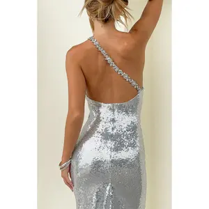 Riella Silver Sequin Maxi Dress