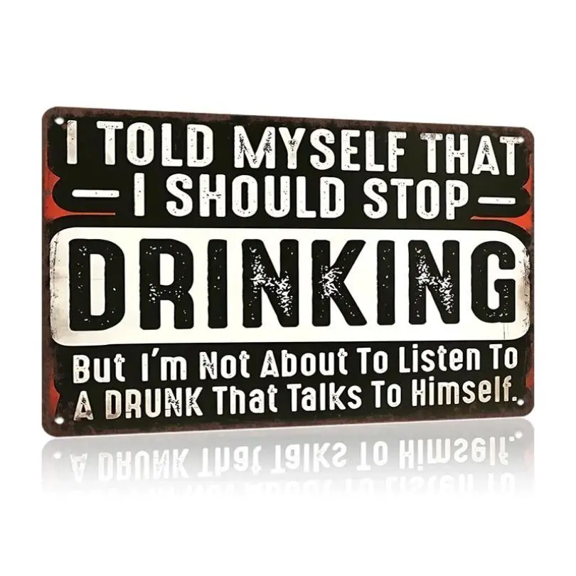 Funny 'Stop Drinking' Humor Aluminum Sign, Bar Signs | 8x12 Inch Rustic Wall Decor Plaque, Decorative Plaque Sign for Home, Bar, or Man Cave | Distressed White Text on Black Background with Red Accents, Bar Decor, Novelty Decor