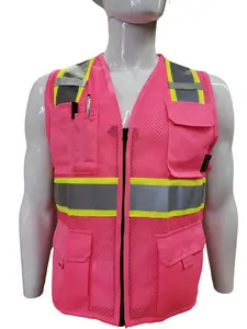 High Visibility Reflective Pink vest with multiple pockets High Visibility Reflective Pink vest with multiple pockets