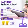 6-Tube Odor-Free Rubber Resistance Band with Anti-Slip Foam Handles, Unisex Yoga Stretching Band for Low-Impact Full-Body Home Gym Muscle Training, Gym Workout Equipment with Bonus Random-Color Jump Rope pilates board