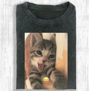 Funny Cat Tongue Out Shirt, Cute Silly Kitten Meme Tee, Viral TikTok Cat Graphic T-Shirt, Silly Kitten Shirt, Funny Cat Face Meme Tee, Cute Pet Lover