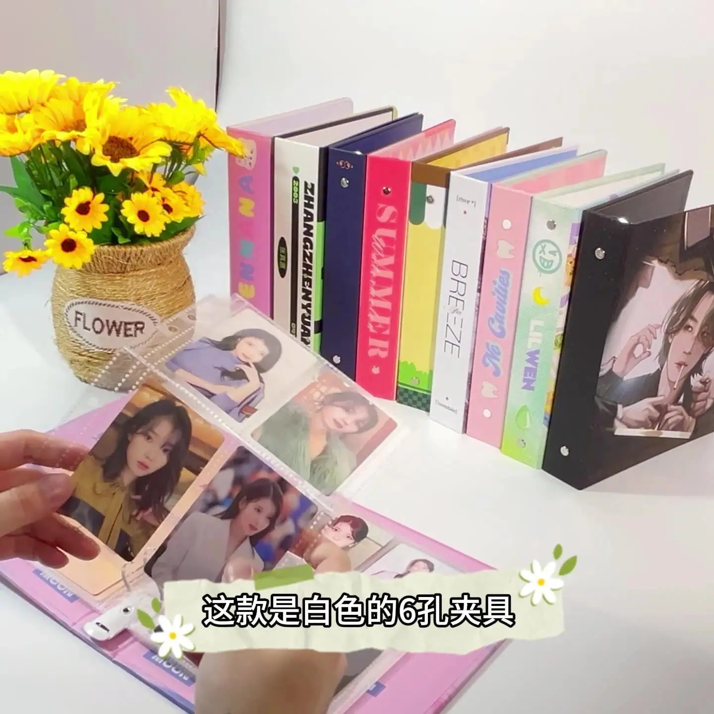 Customized A4 / A5 Binder PU Leather Photocard Holder Book DIY 9Grid 3inch Photo Collect Book D Ring Photo Album PP Page