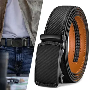 Mens Belt Casual Leather Ratchet Easy Release Belt,Adjustable Buckle 32''- 36'' For Men Designer Belt Dress and Casual, Textured Belt for Men's Wear Gift, Fathers Gift,Charistmas Gift !