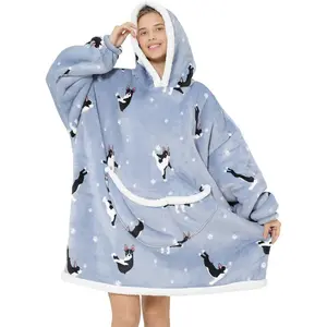 Wearable Blanket Hoodie Oversized Hooded Blanket for Adult Women Super Soft Comfortable Warm Flannel DogsGift