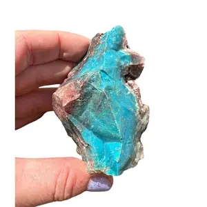 New Moon Beginnings Raw Chrysocolla Stone - Natural Blue Color, Round Shape, Handheld Mineral
