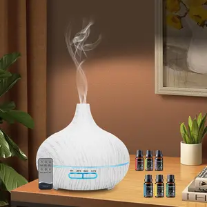550ml Wood Diffuser, 6 Essential Oils, Remote, Auto Off, Yoga, Office, Bedroom