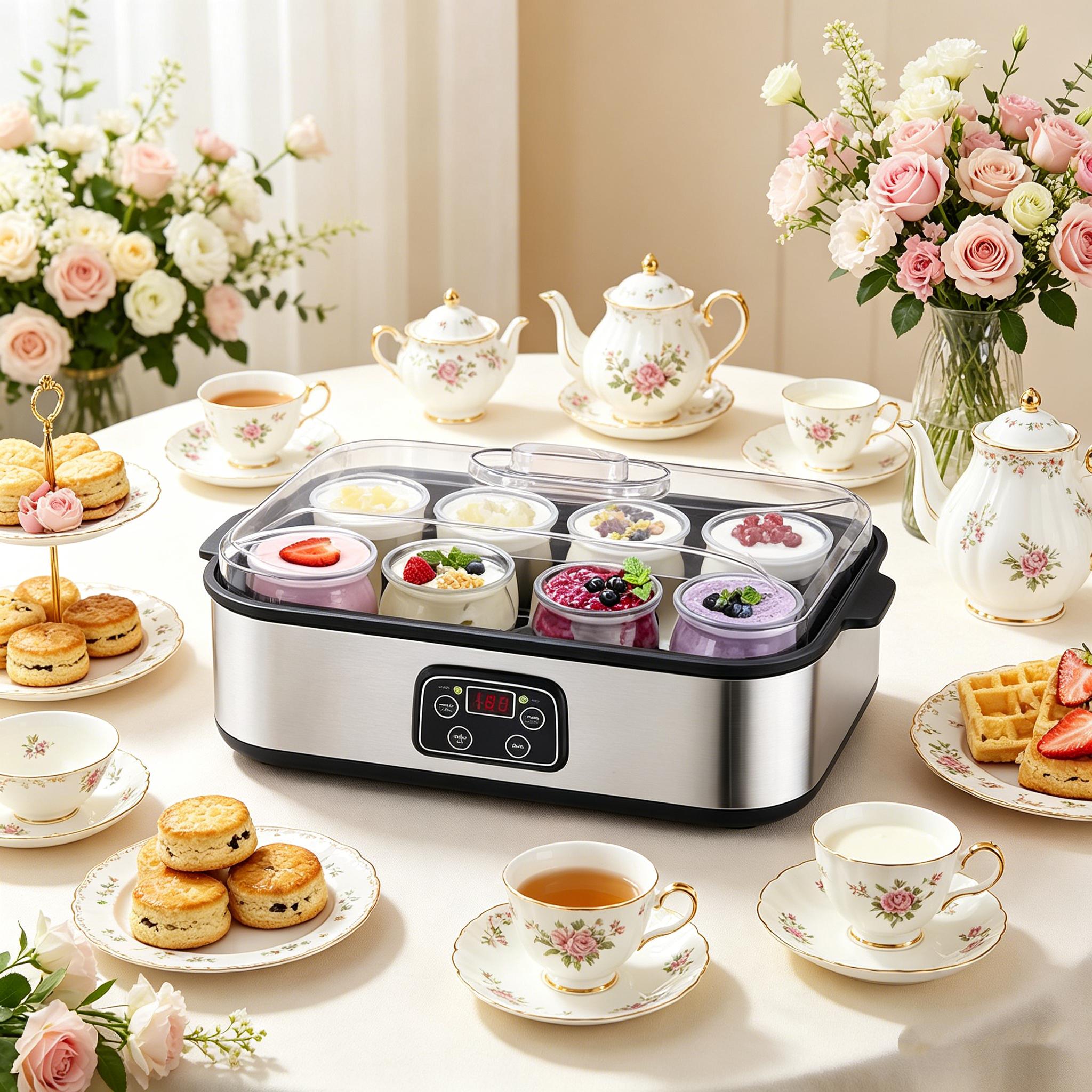 1pc Family 8-Cup Automatic Yogurt Maker, Multifunctional Electric Fermenter with US Plug, Makes Yogurt Jam Ice Cream Pudding, Complete Jar Set for Home Breakfast & Healthy DIY Snacks