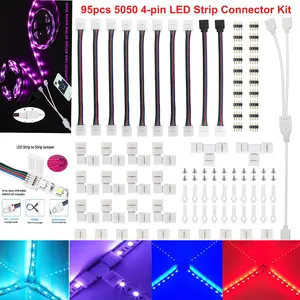 95Pcs 4Pin RGB 5050 LED Connector for LED Strip Light Connectors Accessories Kit
